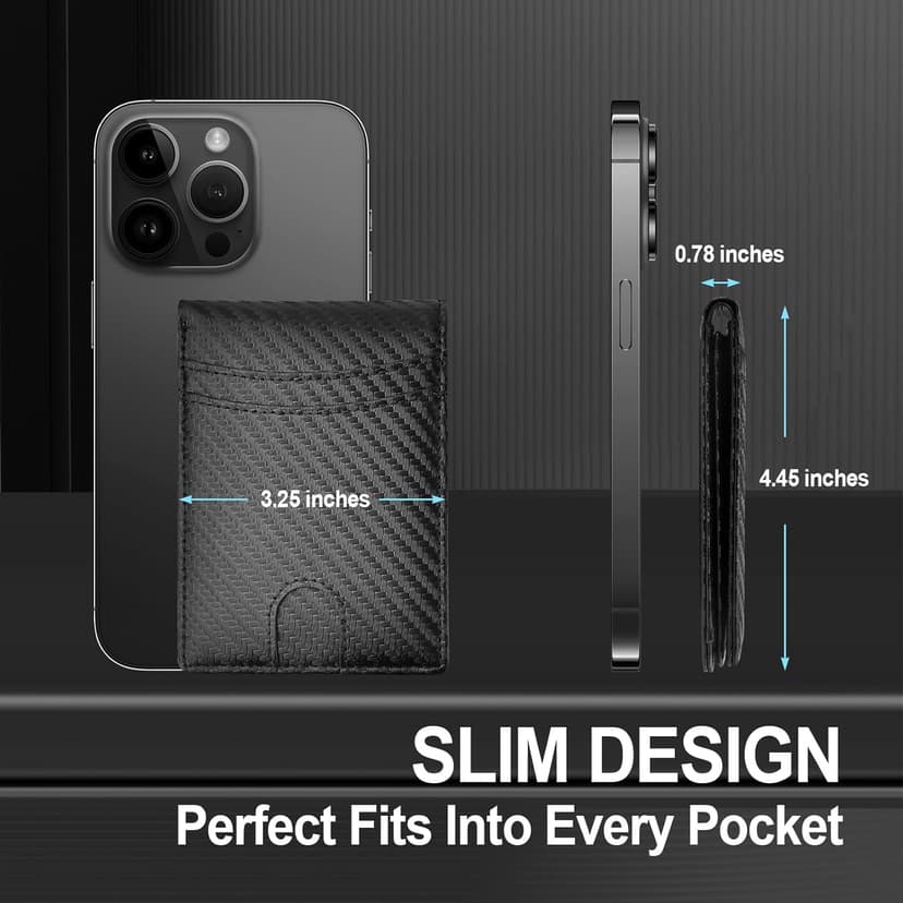 Wallets for Men Anti-theft Brush - Multi-Card Cash Clip Carbon Fibre Texture Ultra-thin Design Business Commuting Daily Carry Father's Day/Birthday Gift Preferred