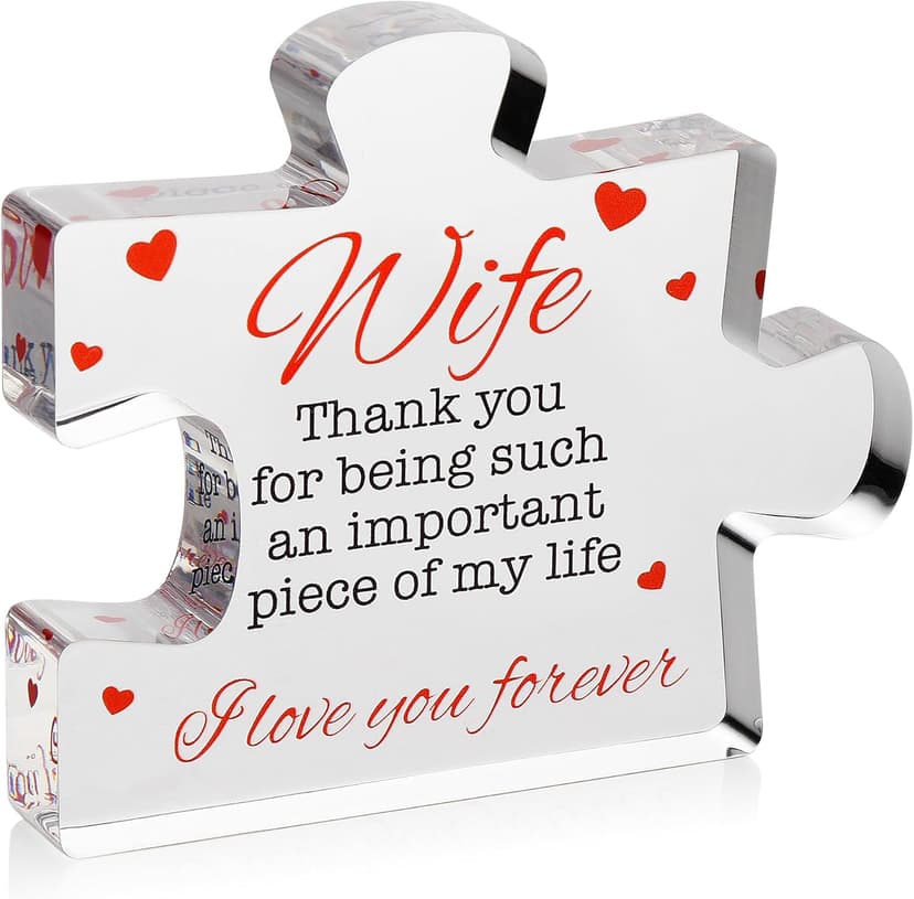 Valentine's Gifts for Wife - Engraved Acrylic Block Puzzle Wife Gift 3.35 x 2.76 inch - Cute Wife Gifts from Husband - Novelty Birthday Paperweights, Christmas, Cool for Women