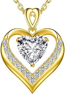 2-3 Ct Moissanite Double Heart Pendant Necklaces for Wife, 18K Gold Plated S925 Silver Jewelry for Women Girlfriend Mom Her on Anniversary Birthday