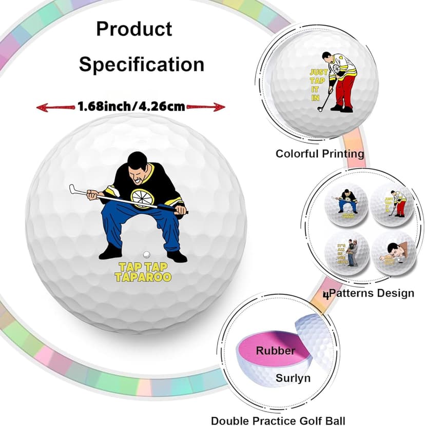 Artpreti 4 Pcs Funny Golf Balls for Birthday, Novelty Golfer Gift for Dad Coworkers Golfers Golf Lovers