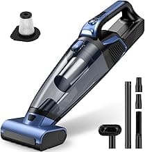 Pet Hair Handheld Vacuum Cordless: 20000PA High Power Car Vacuum with Motorized Brush and LED Light, Rechargeable Hand Held Vacuum Cleaner with Reusable Filter for Car, Home, Office & Pet, Blue