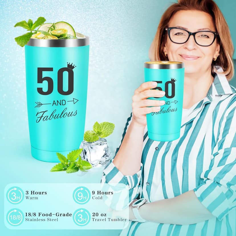 50th Birthday Gifts for Her, 50th Birthday Gifts for Women, 50 Fabulous Gift for 50 Year Old Woman, 50 Year Old Gift Baskets, Unique 50 Bday Present Ideas for Her Mom Sister Friend Wife