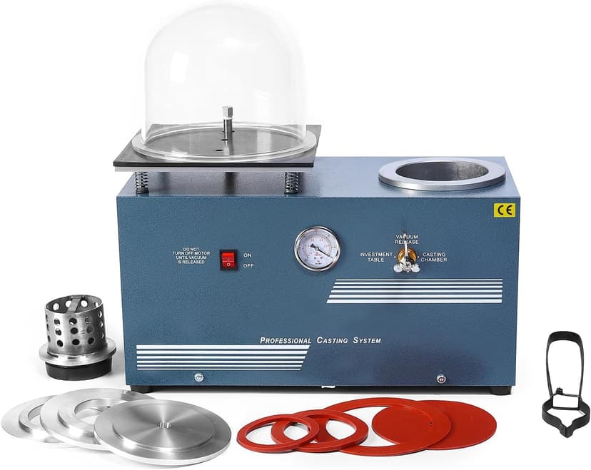HAADID Vacuum Investing Casting Machine 2L - Vacuum Casting Machine with 3 CFM Pump & Bell Jar for Jewelry Casting Molds Processing 110V CM01