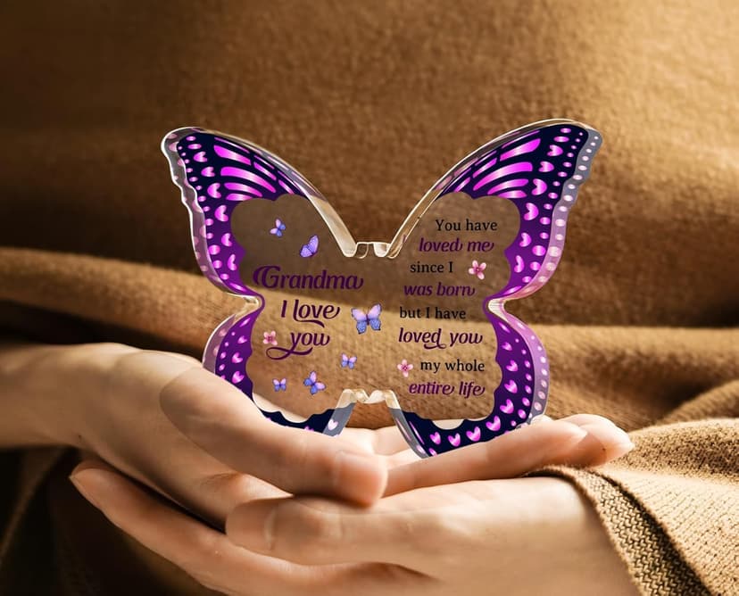 Grandma Gifts - Grandma Christmas Gift Ideas, Birthday Gifts for Grandma - Butterfly Acrylic Decorations - Christmas Gifts for Grandma from Grandkids