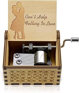 Can't Help Falling in lo Wood Music Box Hand-Operated Antique Engraved Cute Musical Boxes Gift for Love One, Boyfriend, Girlfriend, Husband,Wife Birthday/Wedding Day/Christmas Day Present