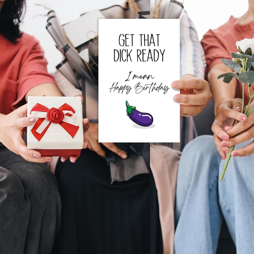 GYYsweetus Funny Birthday Card for Boyfriend Husband, Dirty Birthday Gift for Men, Get that Happy Birthday Card from Girlfriend Wife with Envelope and Sticker