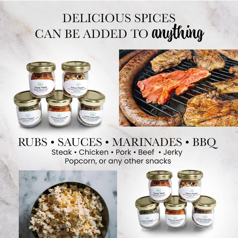 C&J Farms Texas Gourmet Artisan Seasonings Gift of Seasonings Gift Set- 10 Pc. Variety Sampler Box- Natural Herbs, Spices, and Salts for Kitchen Rack