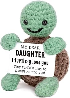 Mini Funny Turtle Daughter Gifts from Mom Dad, Birthday Gifts for Kids Teens Adults Daughter in Law Bonus Step, I Love You Small Cute Stuff Things, Handmade Emotional Positive Crochet Turtle