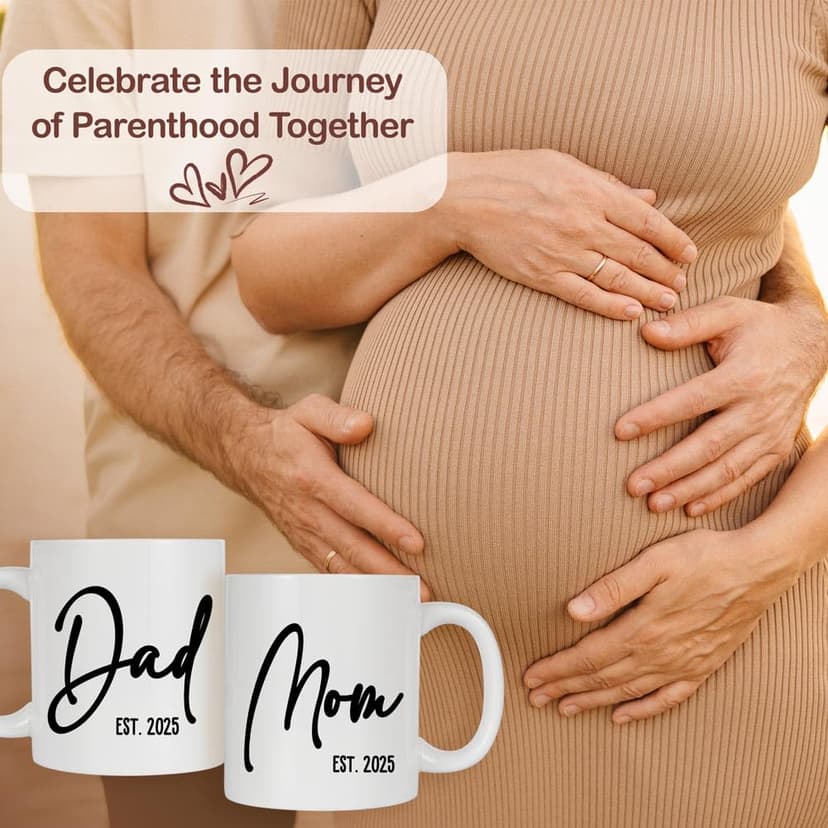 Breezy Valley New Parents Gifts for Couples, First Time New Mom and Dad Gifts Mugs Est 2025, Gender Reveal Baby Shower Gifts Basket, Pregnancy Gifts for Expecting Parents to be, Newborn Baby Gift Set