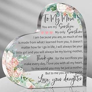 Jetec Mothers Day Gifts Acrylic Mom Birthday Sign Plaque Presents from Daughter Son Grateful Birthday Christmas Valentines Gifts, 5.91 x 5.91 x 0.55 Inches(to My Mother)