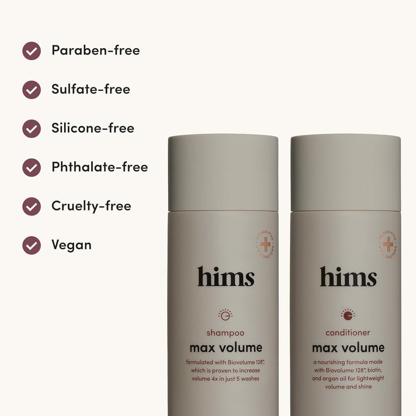 hims Max Volume Men's Shampoo & Conditioner Set - Volumizing Natural Shampoo and Conditioner for Men - Adds Volume, Shine & Bounce - Citrus Spice - 2 x 6.4 fl oz