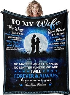 Quilazy Gifts for Wife, Wedding Anniversary Birthday Gifts for Women, Romantic I Love You Present for Her, Christmas Mothers/Valentines Day Gift for Wives from Husband, to My Wife's Blanket 60"X 50"