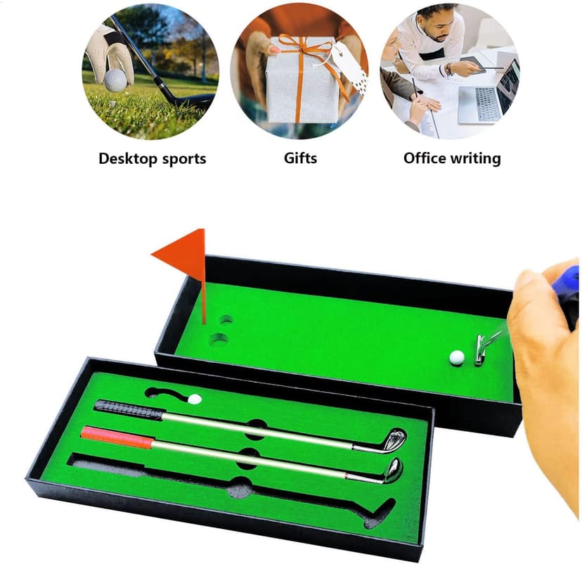 Golf Pen Set & Mini Desktop Golf Putting Green Game - Gifts for Adults, Kids, Dad, Mom, Men, Women, Boss, Coworkers, Teen Boys - Funny Office Desk Toys and Unique Christmas Stocking Stuffers Gifts