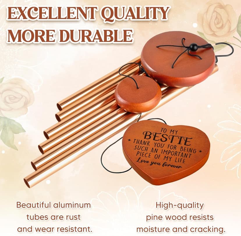 Bestie Gifts for Women, Best Friend Wind Chimes, Friendship Bestie Happy Birthday Gift for Women, Graduation Thanksgiving for Friends Female BFF