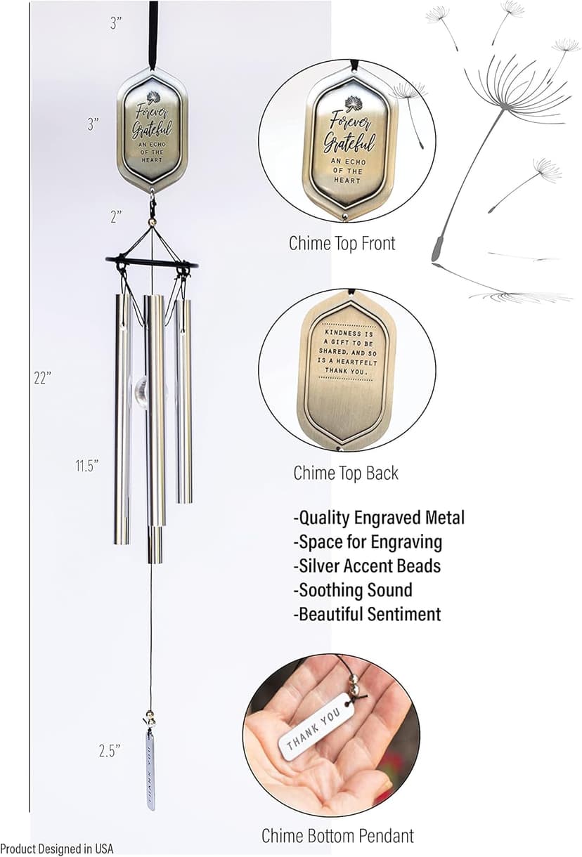 Forever Grateful Wind Chime with Engraved Thank You Message - Unique Gift of Gratitude/Appreciation Gift/Thank You Gift for Special Friend/Family/Coworkers/Teachers/Mentor