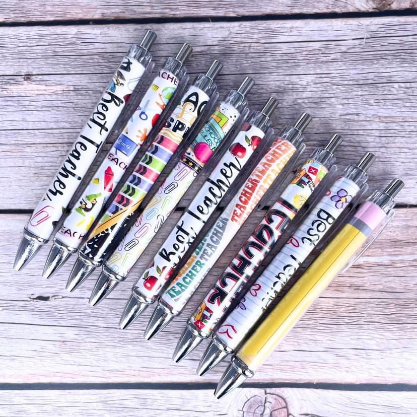 YJ PREMIUMS 10PC Teacher Pen | Fun Cute Funny Cool Best Pens for Teacher Set Pack Teach Love Inspire Writing School Sayings Preschool Appreciation Gifts Supplies Gift Supply in Bulk
