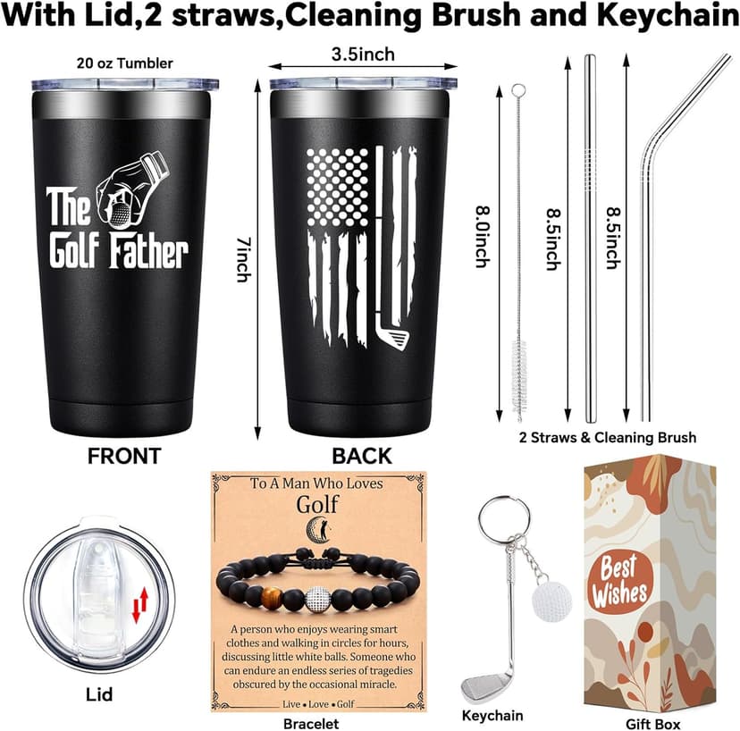 Grifarny Golf Gifts for Men - Fathers Day Golf Gifts for Dad, Grandpa, Papa, Husband, Golfers, Golfing Lovers - The Golfs Father Tumbler Mug 20oz