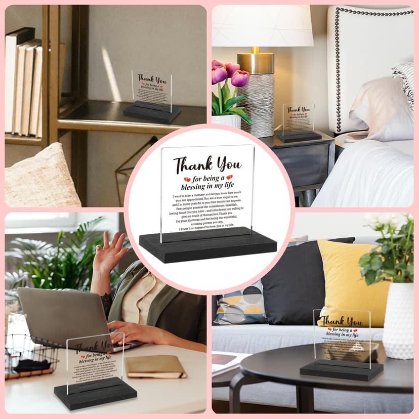 Thank You Gifts for Women Men, Appreciation Gifts for Friends, Birthday Retirement Gifts for Mom Family, Thank You for Being A Blessing in My Life Home Office Desk Décor Sign, DSF135