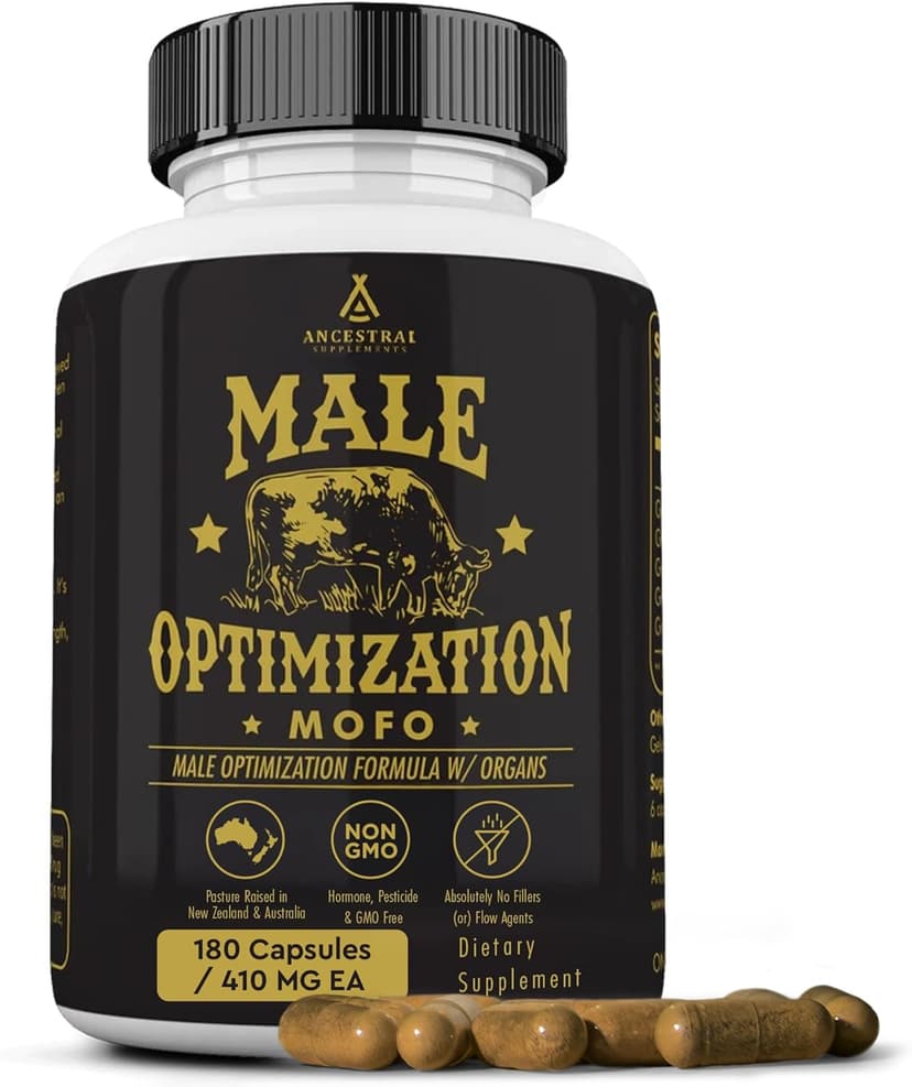 Ancestral Supplements Ancestral Supplements Mofo, Supplements for Men, Support for Energy Levels and Overall Men's Health and Wellness, Non-GMO Grass Fed Beef Organ Supplement with Liver, No Fillers, 180 Capsules