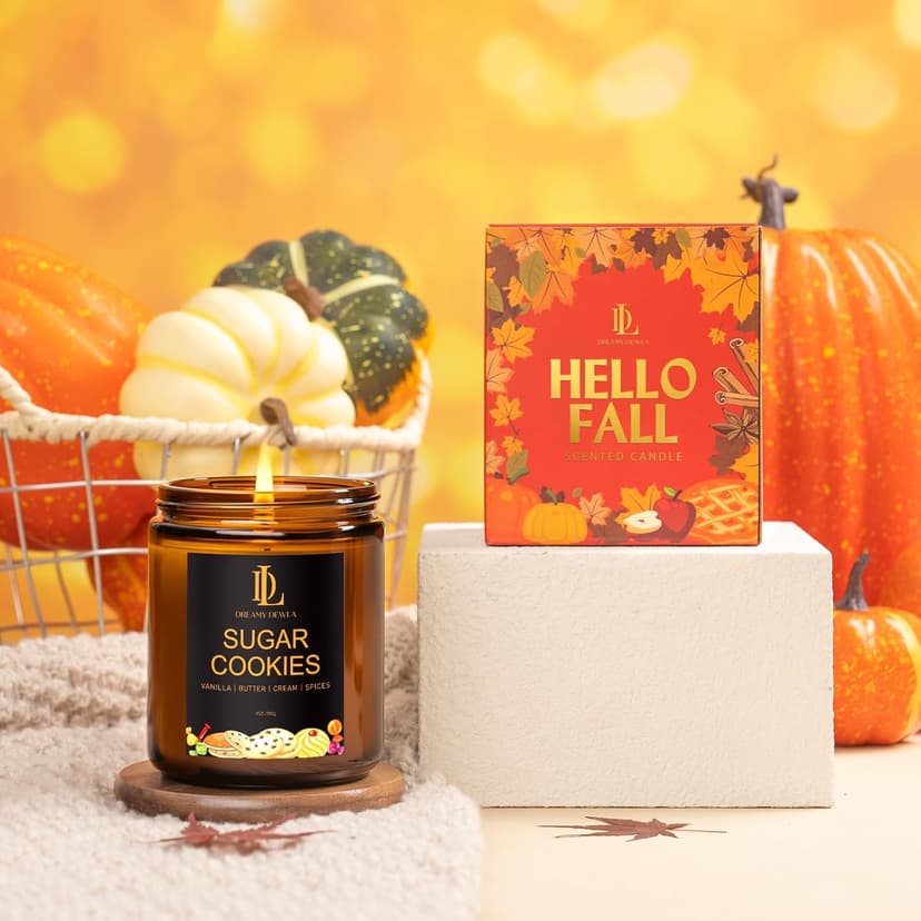 Fall Winter Candle | Sugar Cookies Scented Candle - Thanksgiving Home Decor, 7oz Winter Soy Candles with 50hr Burn Time, Holiday Thanksgiving Christmas Gifts for Women Men