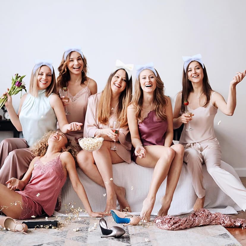 Semato Bachelorette Party Favor Set - Bride & Bridesmaid Spa Headbands (1 Bride + 7 Blue)