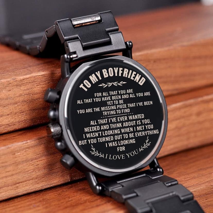 BOBO BIRD Mens Personalized Engraved Wooden Watches, Stylish Wood & Stainless Steel Combined Quartz Casual Wristwatches for Men Family Friends Customized Watch