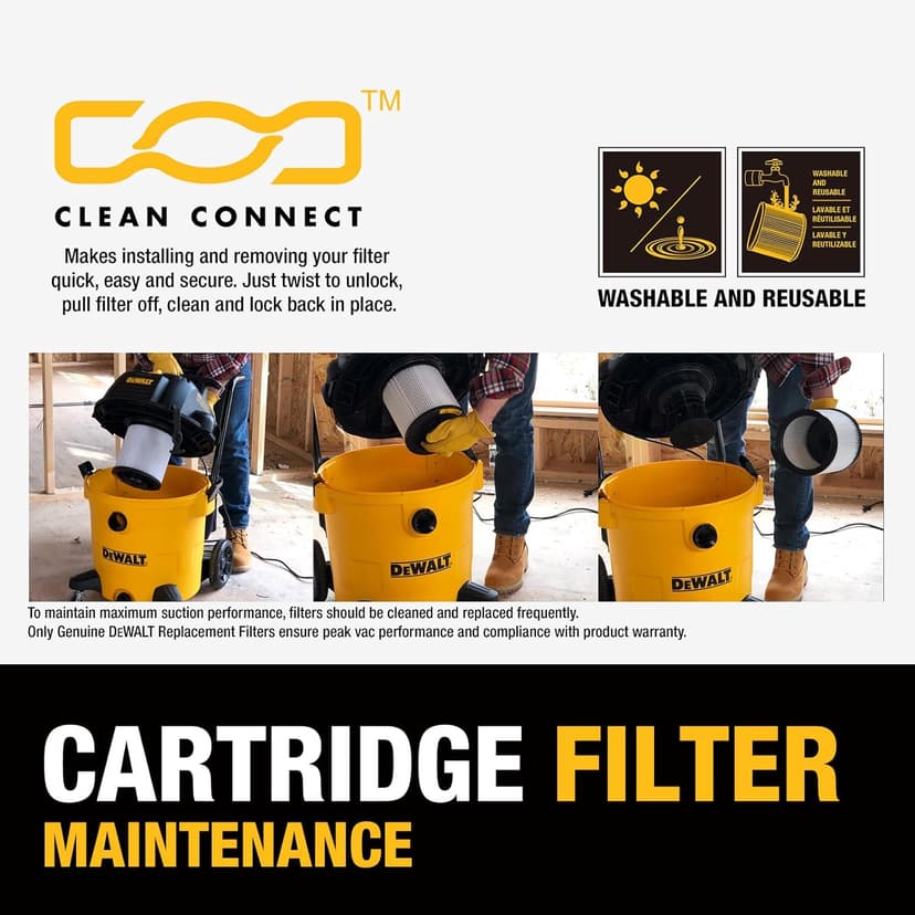 DEWALT 5 Gallon STEALTHSONIC Shop Vacuum Wet and Dry, Powerful Suction & Portable Shop Vac with Attachments, Ultra Quiet Wet Dry Vac for Home, Garage, Car, Workshop, Jobsite, DXV05P-QT, 4 Peak HP