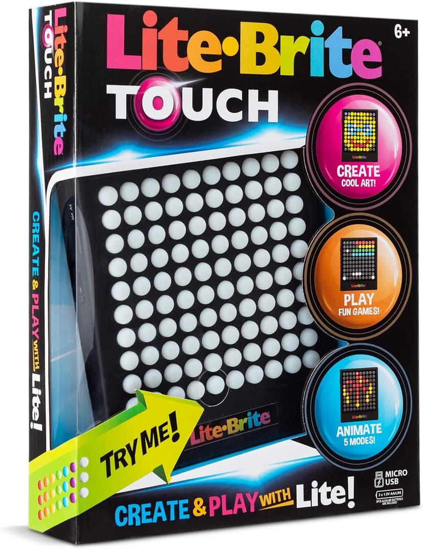 Lite-Brite Touch - Create, Play and Animate - Light Up Portable Stem Sensory Learning Toy, Creative Art Stem Toy for Girls, Boys, Unisex, Toddler, Holiday, Birthday, Gift, Ages 6+