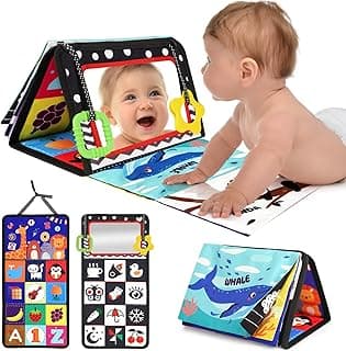 URMYWO Tummy Time Toy - Black and White High Contrast Baby Toys for Newborn - Baby Visual Stimulation Mirror - Montessori Sensory Crinkle Toy for Infant 0-3-6-12 Months - Shower Gift for Boy Girl