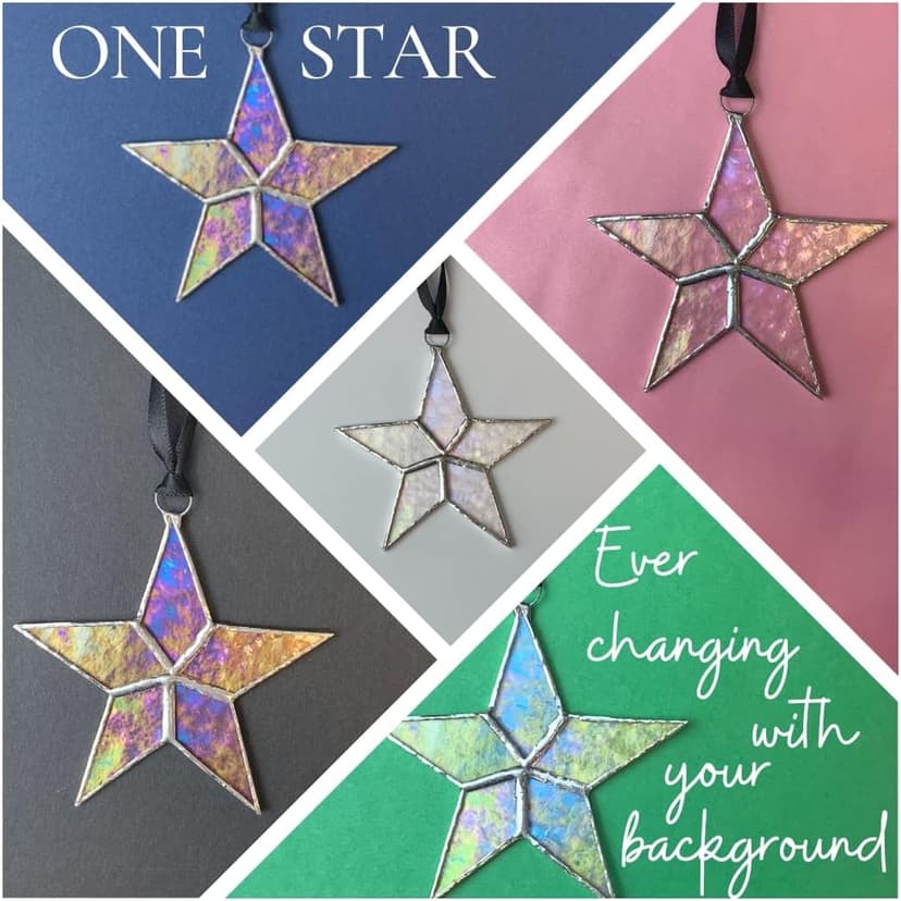Handmade Iridescent Stained Glass Star With Heartfelt Thank You Message - Thank You Gift For Someone Special/Appreciation Gift/Gratitude Gift for Friends, Neighbors/Colleagues (Thank You)