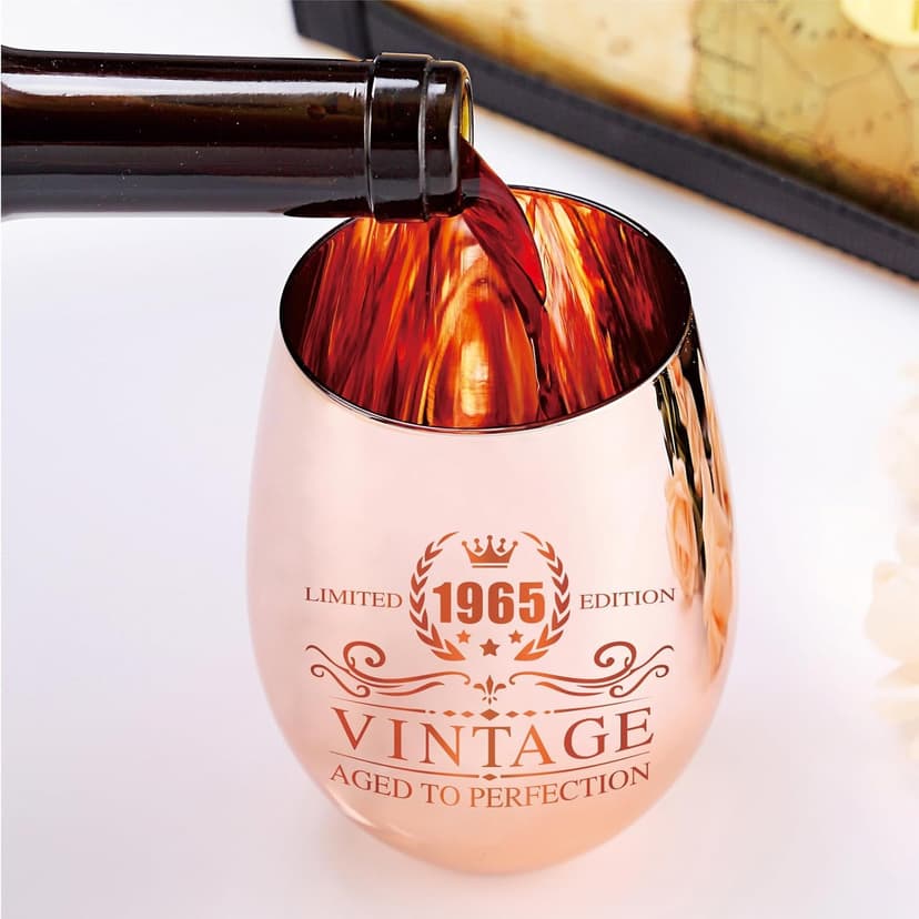 60th Birthday Gifts for Women - Vintage 1965 Wine Glass - 60th Birthday Decorations for Her - Funny Bday Present Ideas (wine glass, 1965)