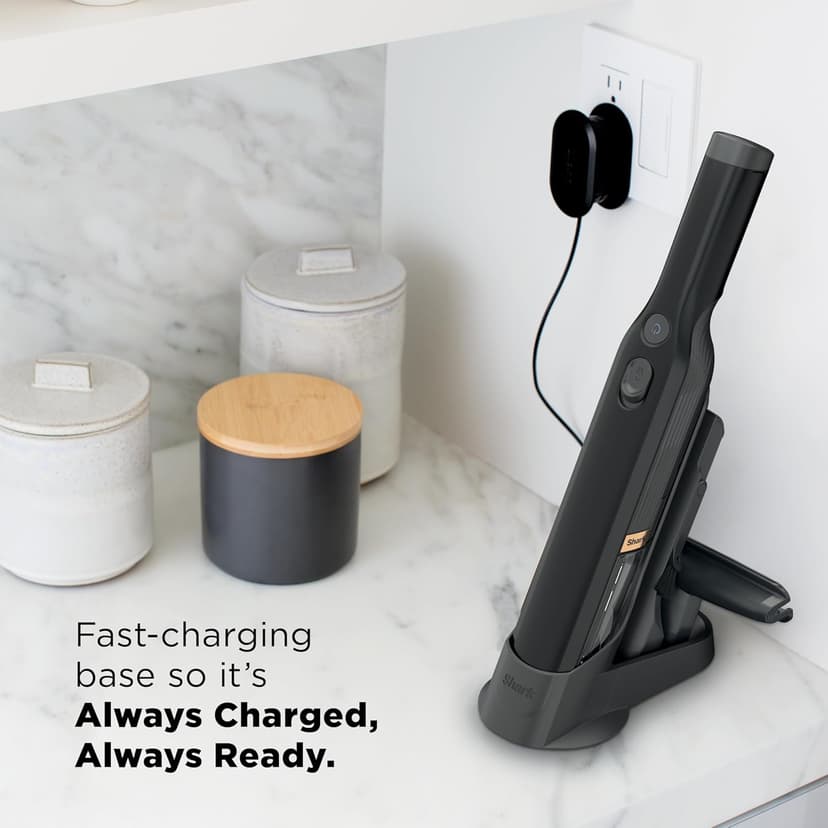 Shark WANDVAC Cordless Hand Vac, Lightweight, Versatile and Portable at 1.4 lbs., Powerful Suction for Pet Hair, Charging Dock, One-Touch Empty for Car & Home, Duster Crevice Tool, Black, WV201BK