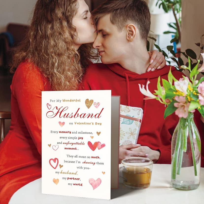 OJsensai Valentine’s Day Card for Wondful Husband, Valentines Decorations Gifts Ideas from Wife
