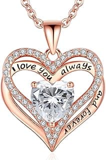 Gifon S925 Sterling Silver Necklace for Women, Wife Jewelry Rose Gold, Mom Birthday Valentines Mothers Day Gifts, Girlfriend Necklaces, Daughter Heart Jewel, Anniversary for Her