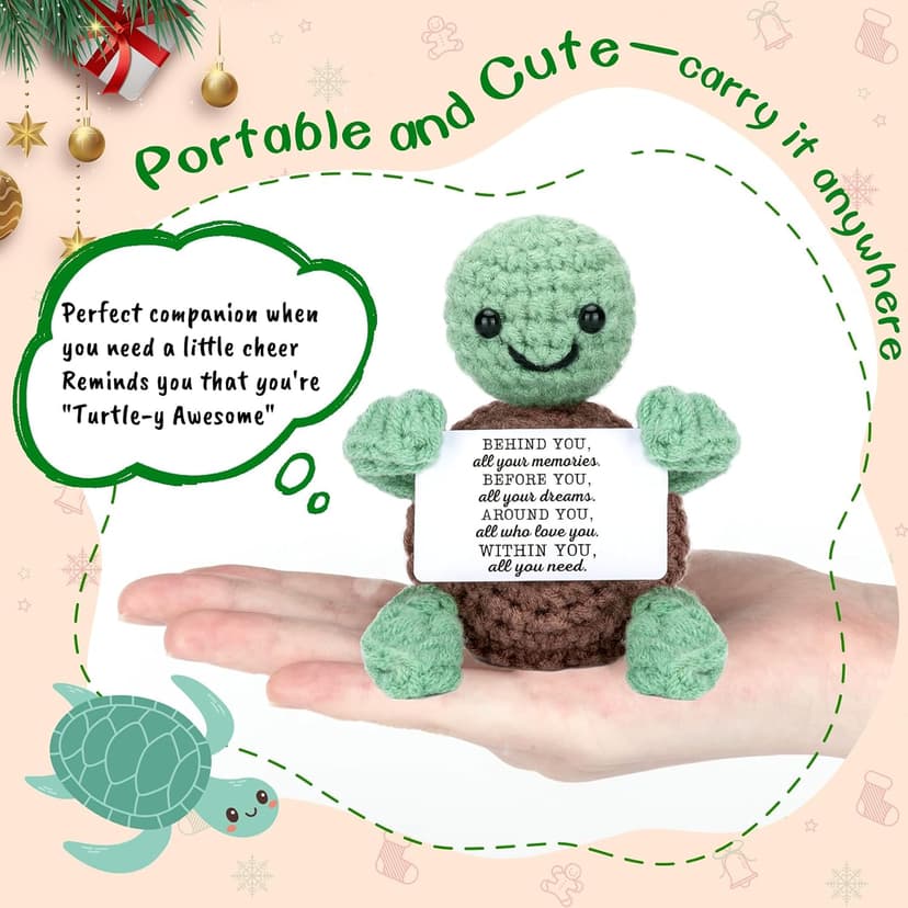 Mini Funny Turtle Graduation Gifts for Her Him College High Middle Elementary School Preschool Kindergarten Christmas Graduation Gifts, 2025 Graduates Handmade Emotional Positive Crochet Turtle