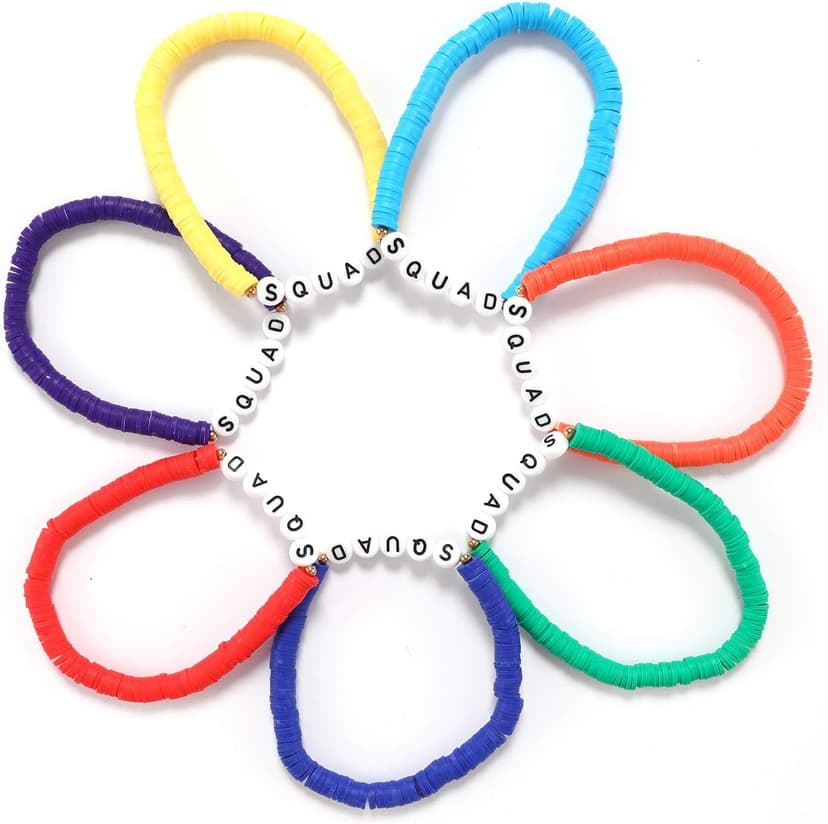 Rainbow Heishi Surfer Bracelets Set for Women Stackable Clay Beaded Bracelets Disc Stretch Preppy Bracelets Layering Colorful Friendship Bracelets Team Cheer Bulk Boho Summer Beach Jewelry Gift