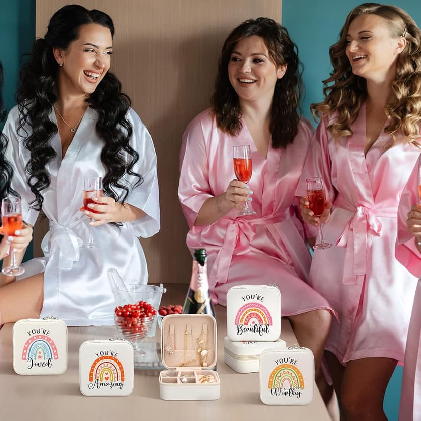 Kenning 6 Pcs Rainbow Inspirational Travel Jewelry Boxes Inspirational Gifts Travel Jewelry Case Employee Appreciation Gifts for Women