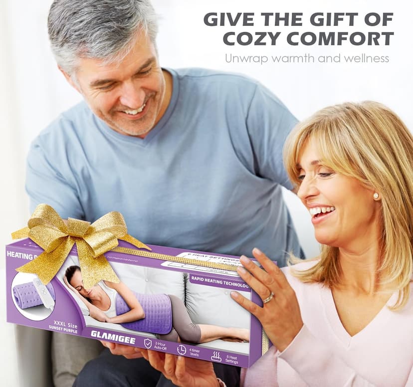 17"x33" Heating Pad for Back Pain Relief, Electric Heating Pads for Neck/Shoulder/Muscle Pain, Auto Off, 6 Heat Settings - Mothers Day Christmas Gifts for Women Mom Sister Wife Grandma