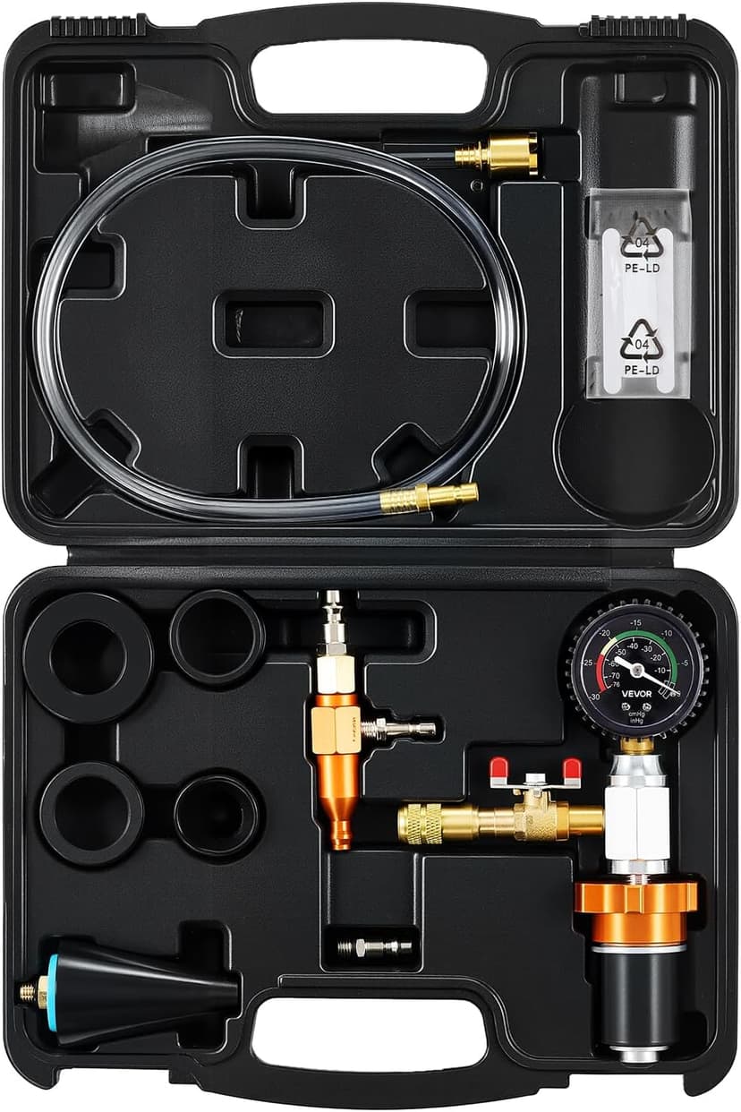 VEVOR Radiator Vacuum Refill Kit, Automotives Cooling System Vacuum & Purge Fill Tool with Gauge, Portable Radiator Coolant Filling Kit with Toolbox, Universal Fit for Most Cars Vans SUVs and Trucks