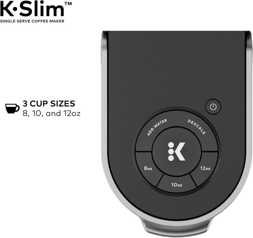 Keurig K-Slim Single Serve K-Cup Pod Coffee Maker, Multistream Technology, 3 Brew Sizes, Slim and Sleek Design, 46oz Removable Reservoir, Black
