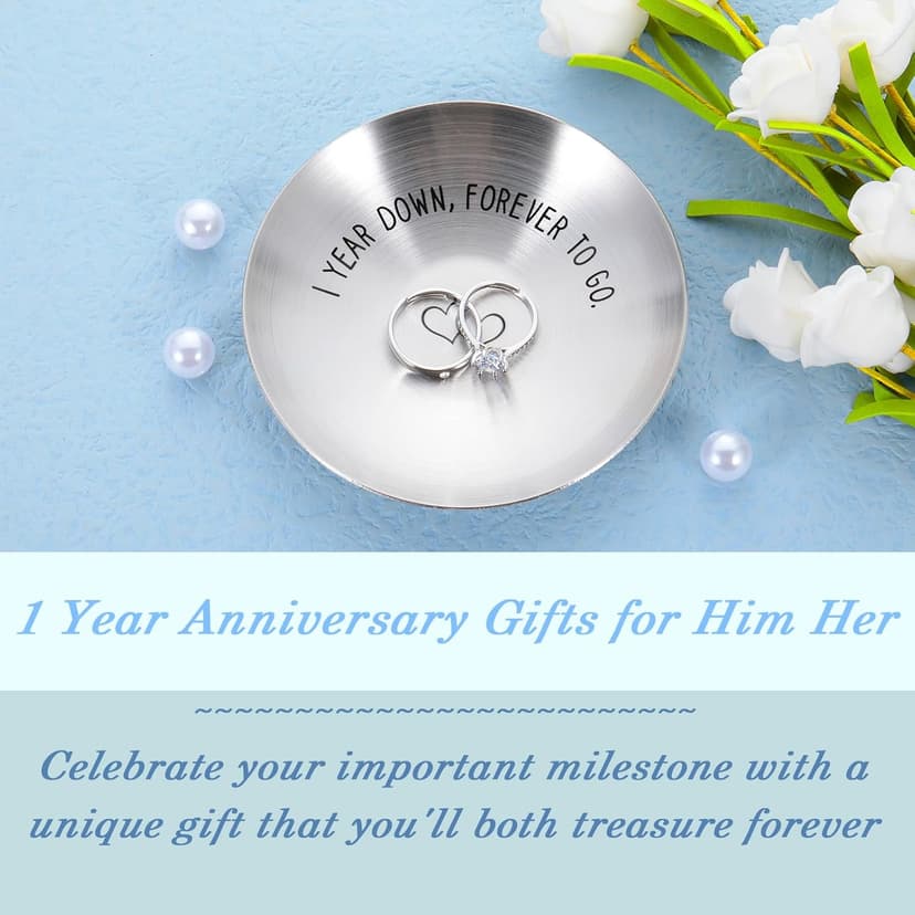 1 Year Anniversary for Him Her One Year Paper Anniversary Ring Holder First Anniversary Wedding Gifts for Husband Wife 1st Anniversary Dating Gift for Couples Boyfriend Girlfriend Birthday Christmas