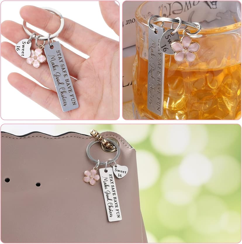 Ouligay Sweet 16 Gifts for Girls, 16th Birthday Gift for Girls Keychain, Sweet Sixteen Christmas Gifts for 16 Year Old Girl, 16th Party Decoration Favors for Teen Girl Daughter Sister Best Friend