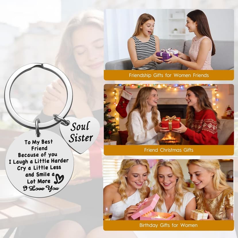 iJuqi Soul Sister Keychain Gift for Best Friends - Birthday and Christmas Gifts for Women