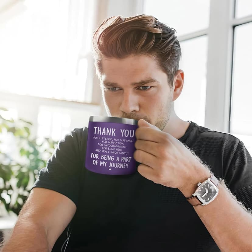 Gossby 14oz Insulated Coffee Tumbler Mug - Thank You for Listening - Thank You, Appreciation, Birthday Gift for Women, Men, Teacher, Boss, Coworker, Friend - Travel Cup with Lid, Straw