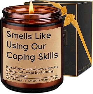 LEADO Funny Coping Skills Candle, Therapist Gifts - Mental Health, Graduation, Psychology, Christmas Gifts for Therapists, Social Worker, School Counselor, Psychologist, Women - Therapy Office Decor