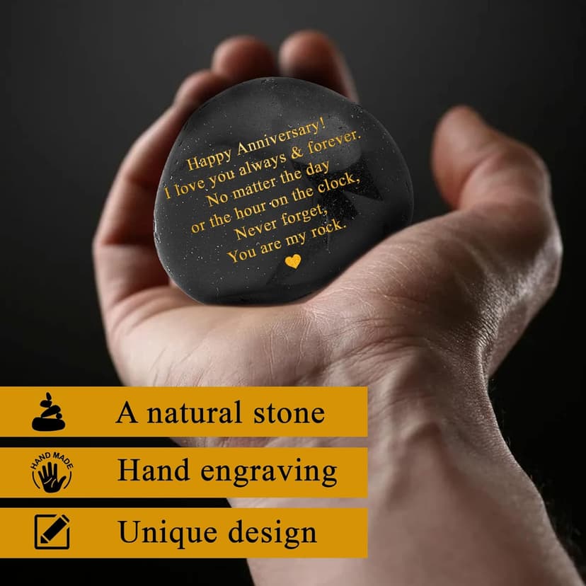 Happy Anniversary Decorative Stones Rock - Heartwarming You are My Rock Wedding Presents, Inspiring Anniversaries Keepsake for Her, Decorative Accessories Anniversary Present for Him
