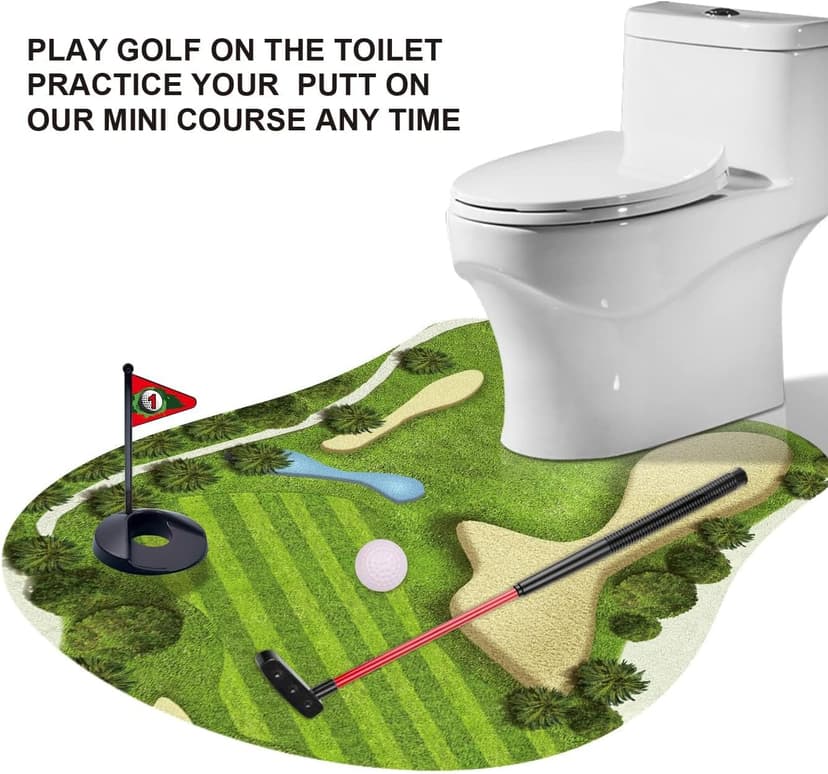 Toilet Golf Game-Practice Mini Golf in Any Restroom/Bathroom - Great Toilet Time - Dad Gifts, Funny Gifts for Dad, Funny White Elephant Gifts, Gag Gifts for Husband, Boyfriend, Men.