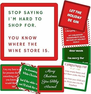 Christmas Coasters | Funny Cork Coasters | 8 in Gift Box | Hostess Gifts (Holiday)