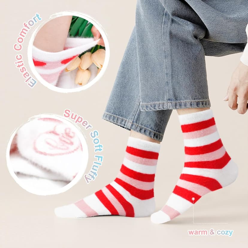 FilmHOO Fuzzy Socks for Women Cozy Fluffy Warm Socks Birthday Christmas Gifts for Women Mom Valentines Day Gifts for Her