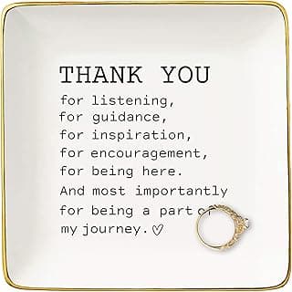 NZY Thank You Present for Women Best Friends-Appreciation,Birthday,Christmas Gifts for Women Best Friends-Ceramic Jewelry Tray Trinket Holder Ring Dish-Thank You Gifts for Being a Part of My Journey